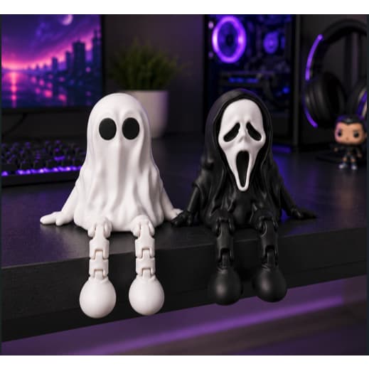 Fantasminha e Ghostface Decoração Setup Gamer Quarto Geek