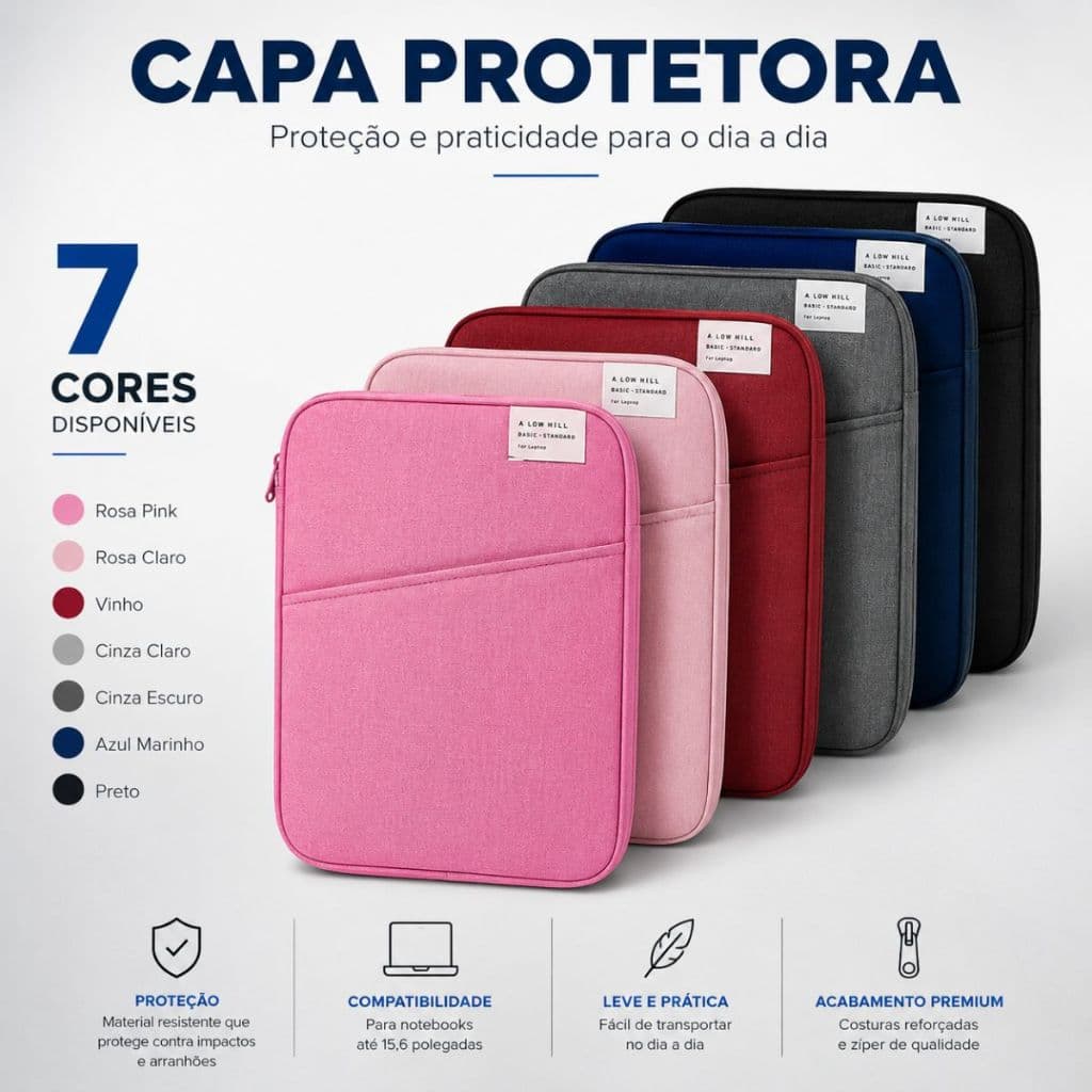 Capa Para Notebook Macbook 15,6'' Protetora Resistente Impermeável Antiqueda Escola Trabalho