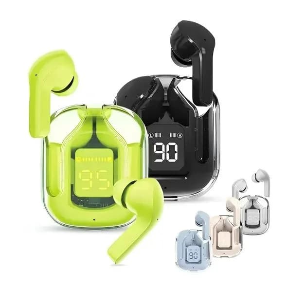 Fone Bluetooth Air31 T2 com Display LED – Bluetooth 5.3, Microfone e Case Transparente – Até 5h de Autonomia