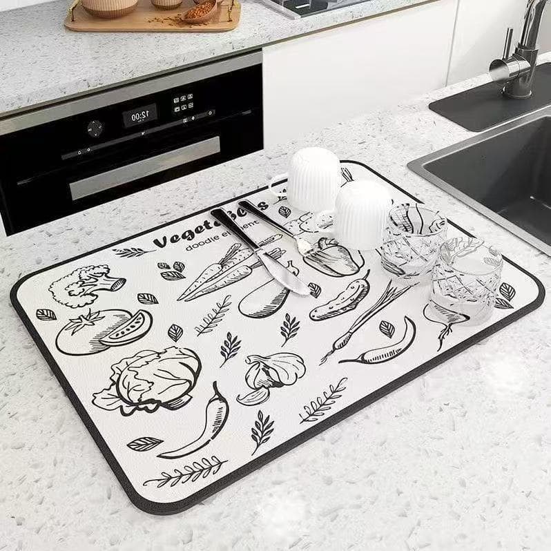 Kit 2 Tapetes Escorredores 30x45cm Absorventes Antiderrapantes Cozinha, Cor Aleatória