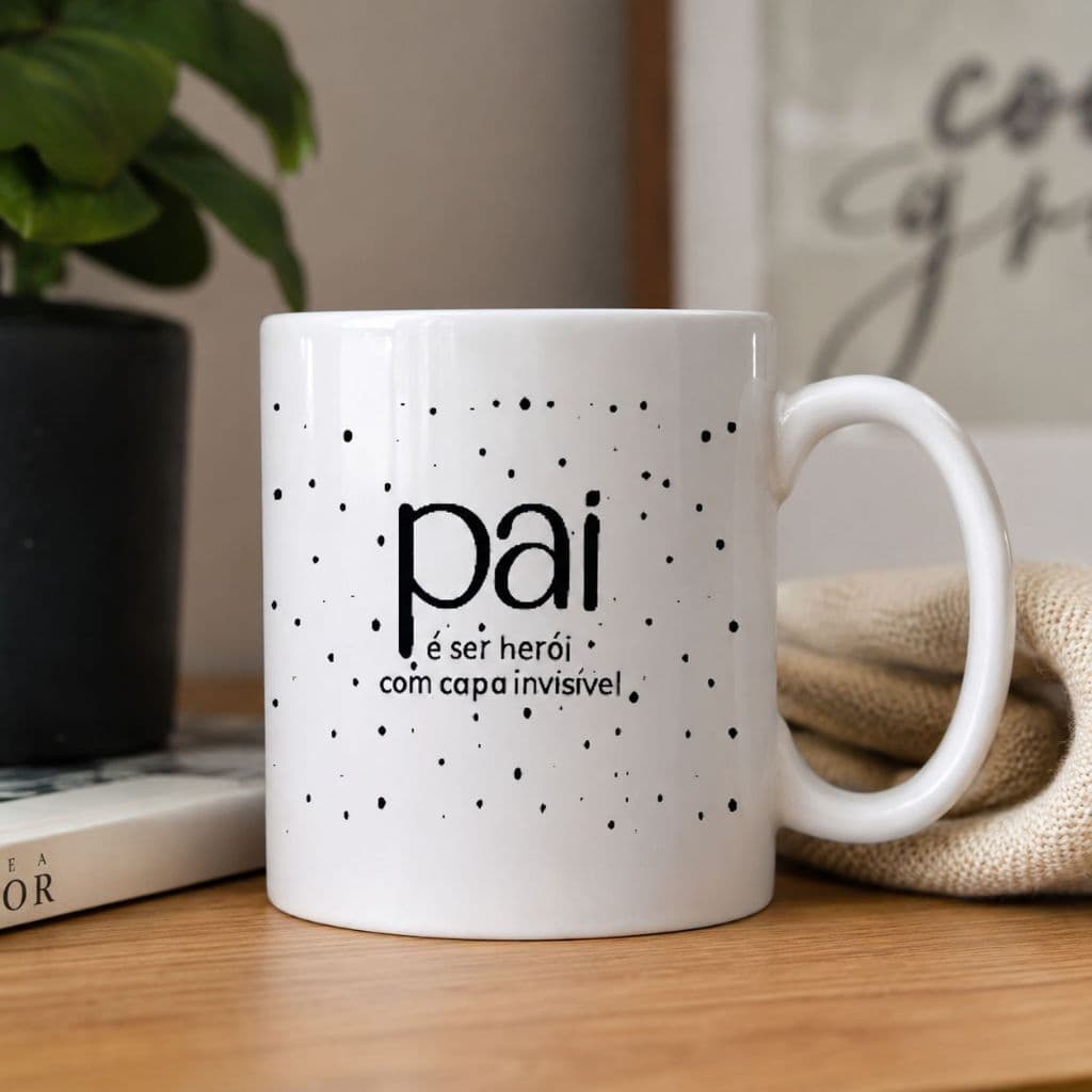 Kit Jogo De Caneca Xicara De Porcelana Decorada De 310ml Dia Dos Pais Pai Papai