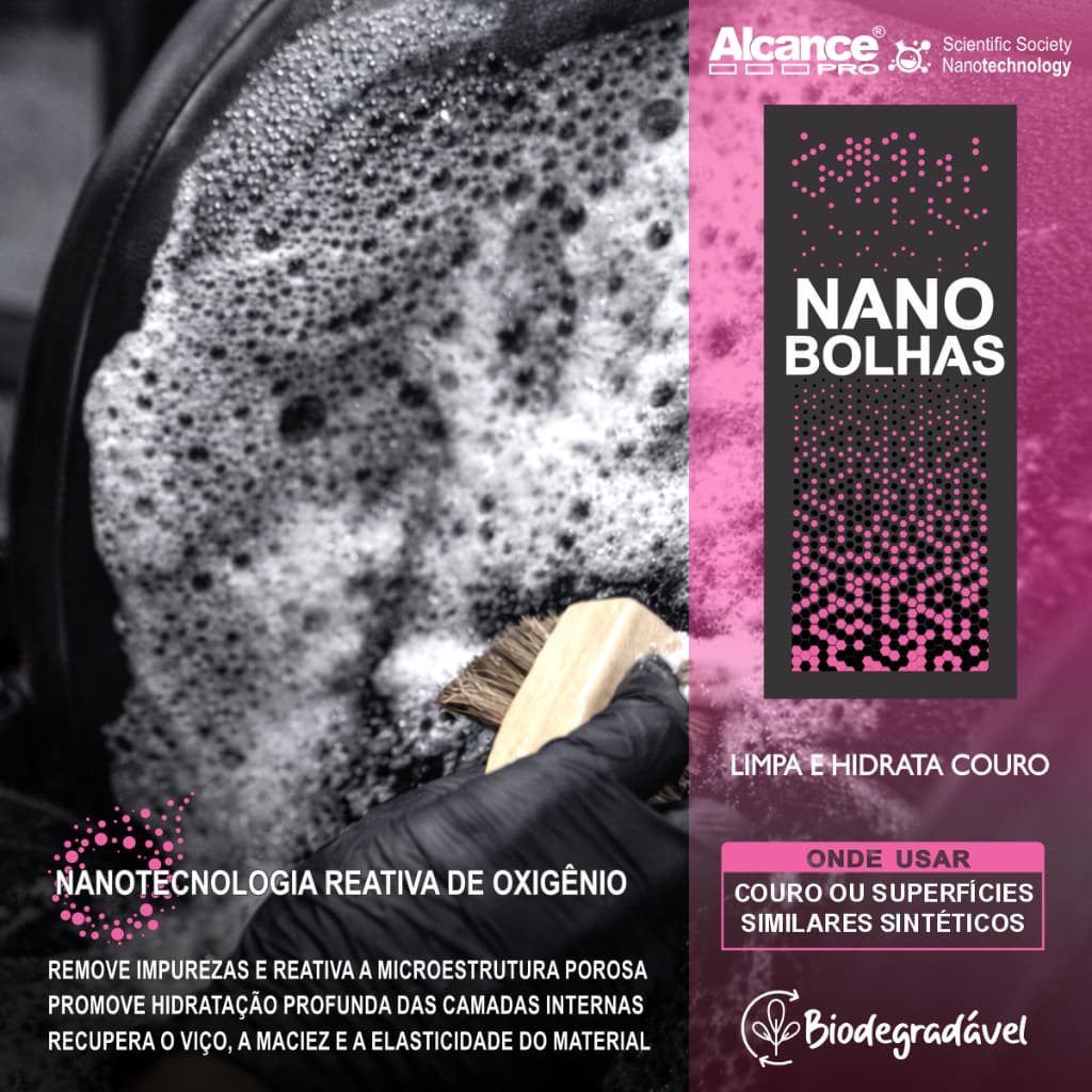 Limpa e Hidrata Couro Alcance Profissional Nano Bolha 500ml Automotivo