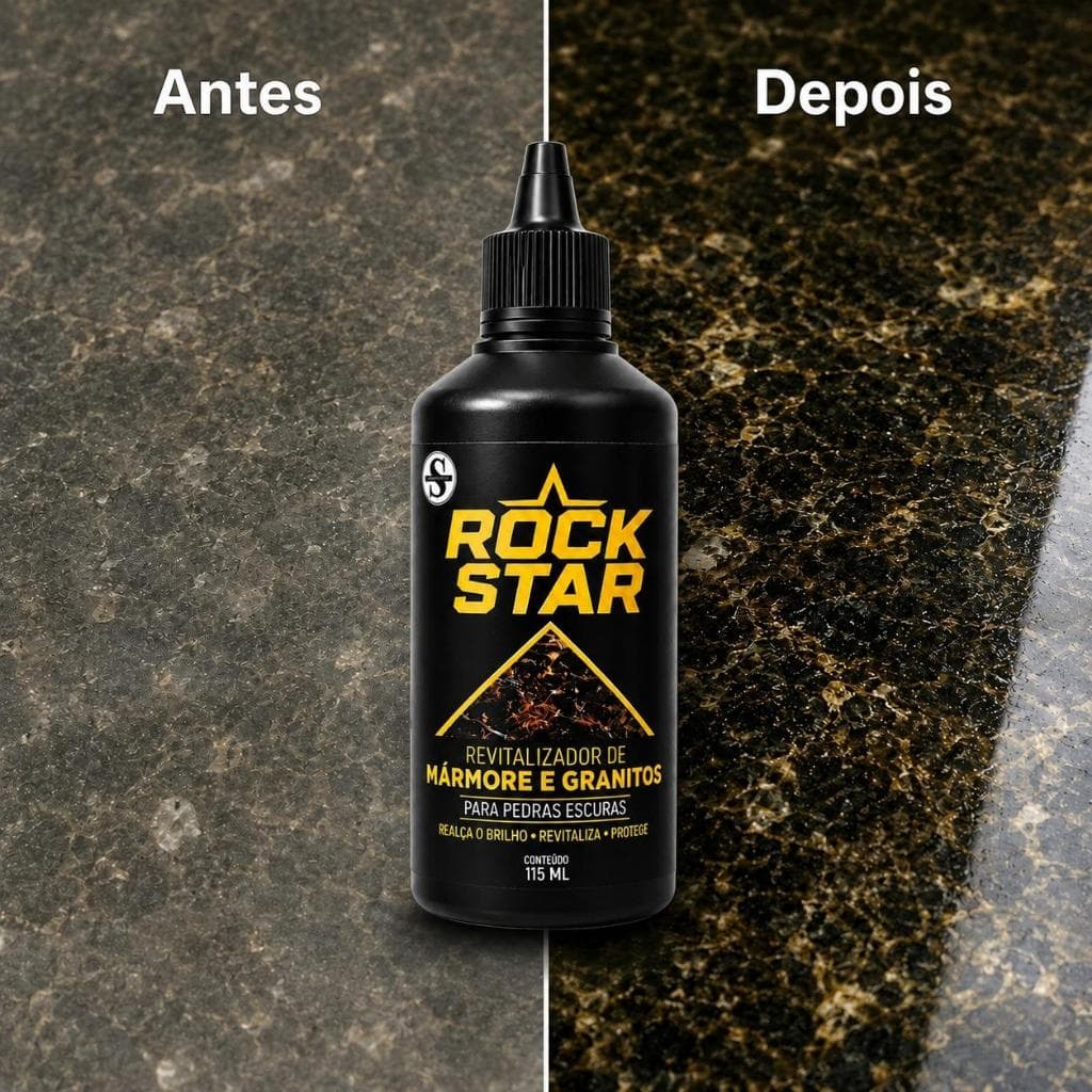 Renova Mármore Limpa e Revitaliza Granito Super Brilho Duradouro Realça e Intensifica a Cor Bancada Mesa Pia Rock Star