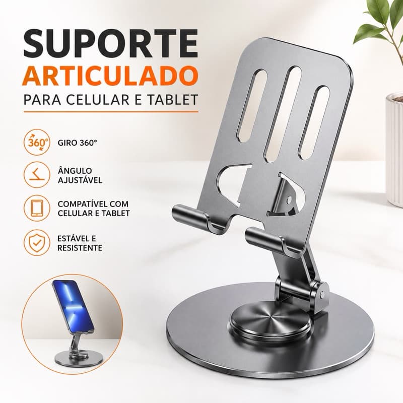Suporte Metal Celular Iphone Tablet Articulado Giratório 360º