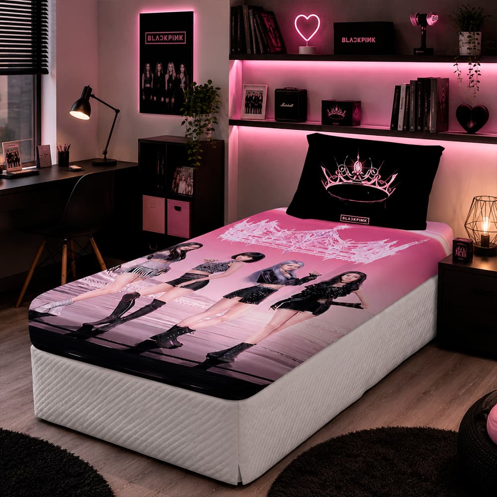 Jogo de Cama Blackpink Solteiro com Fronha e Lençol