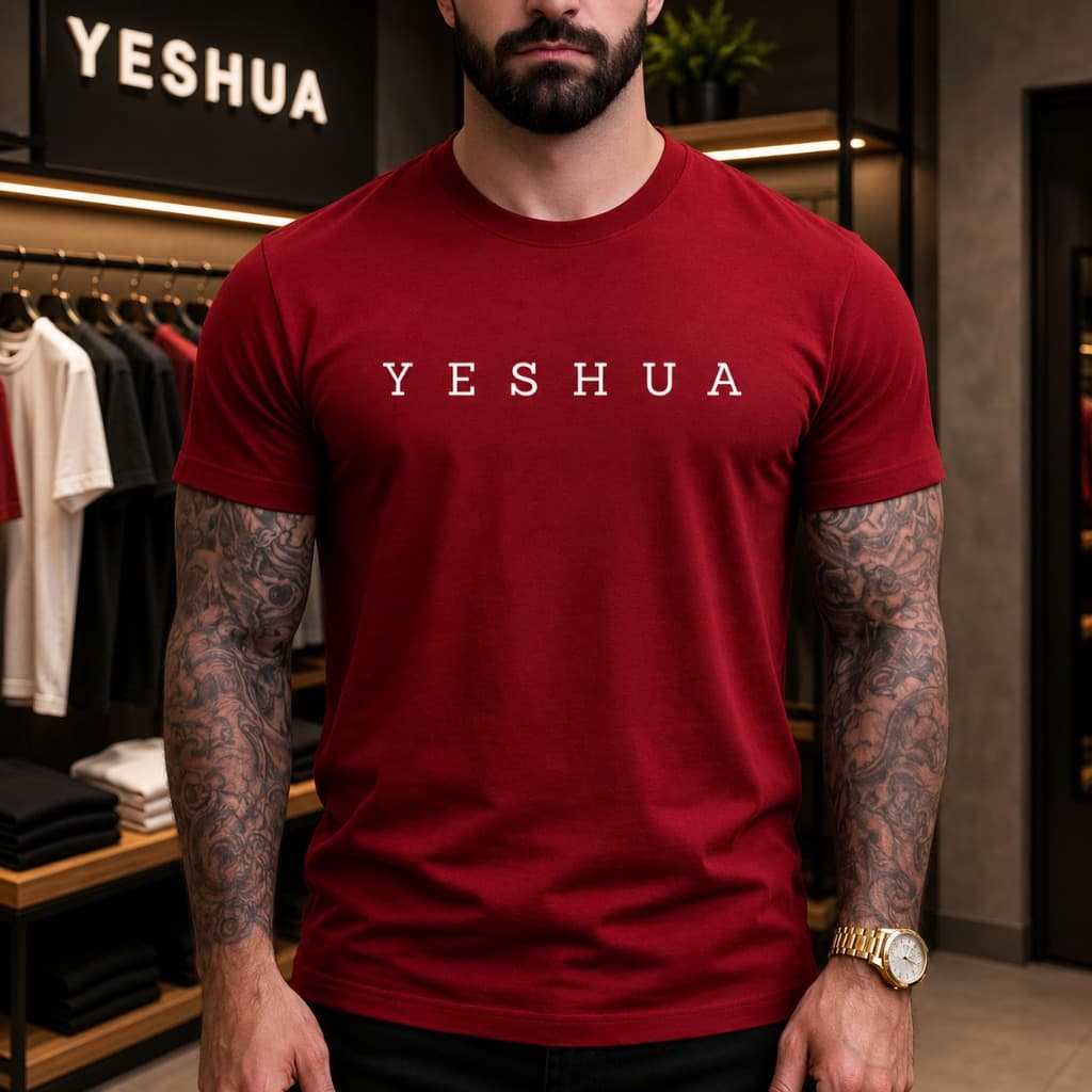 Camiseta Masculina Estampa Yeshua 100% Algodão Cristã Casual Uso Diario Confortável Camisa Leve Unissex
