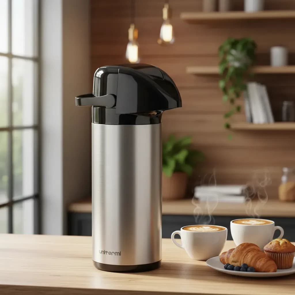 Garrafa Térmica de Pressão Para café Chá Verona Inox 1L- Unitermi