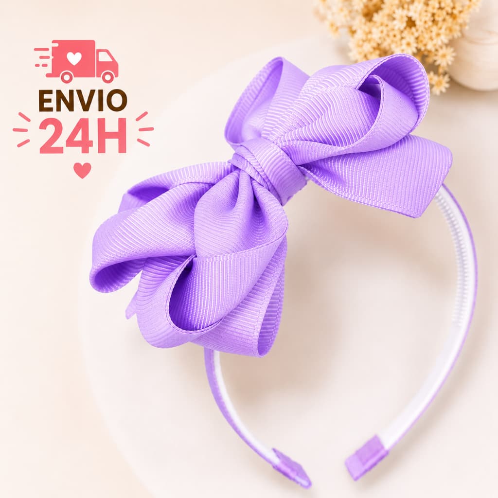 Tiara Laço Boutique Gorgurão Lilás 12cm Infantil Bebê Menina Luxo