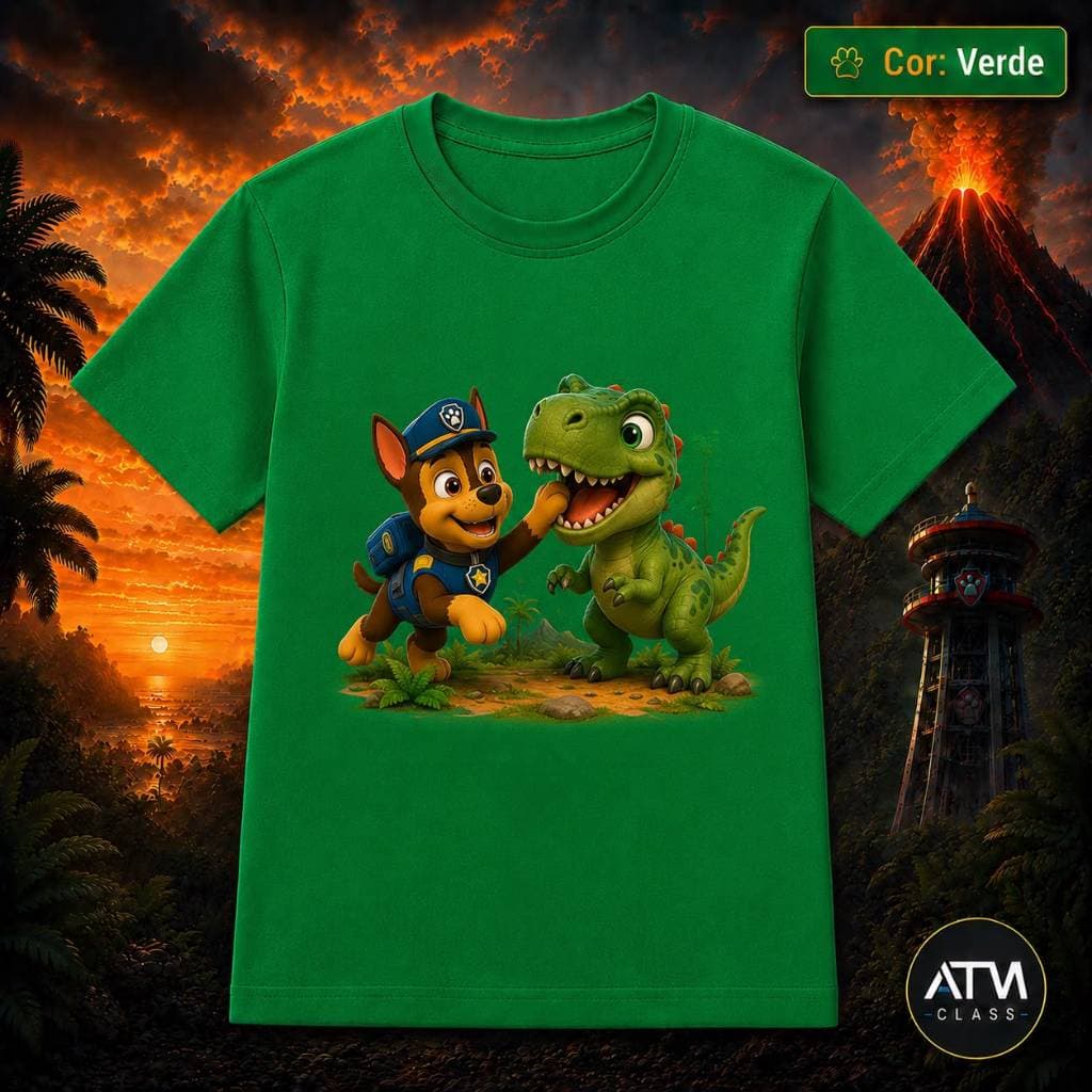 Camisa camiseta verde linda chase operação dino super confortavel 100% algodão envio imediato