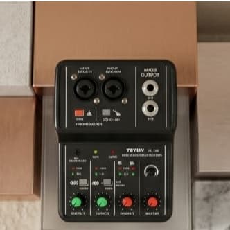 Mesa de Som Teyun Q-12 Interface Áudio USB 2 Canais Phantom Power 48V Mixer