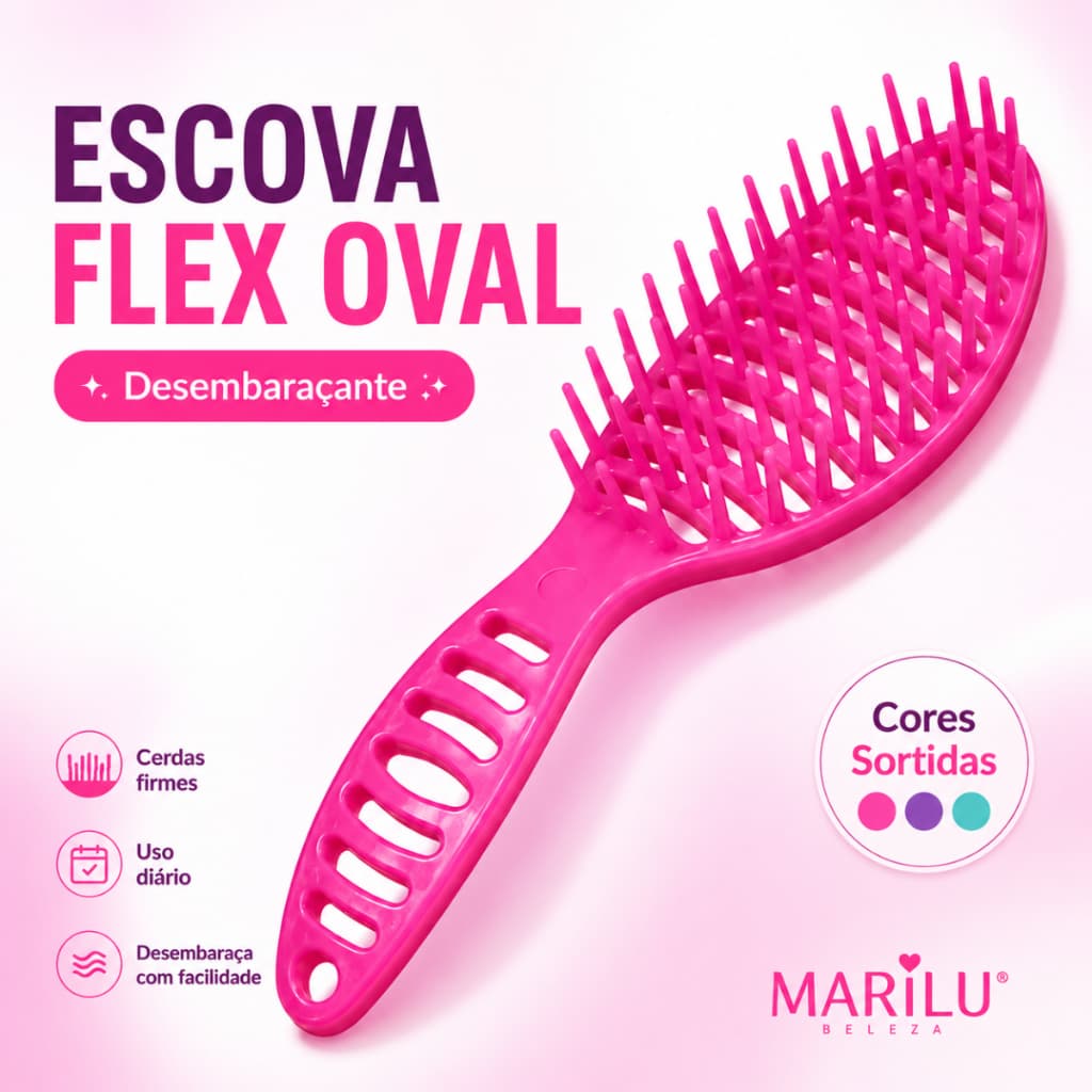 Escova Flex Oval Marilu Desembaraçante Cores Sortidas