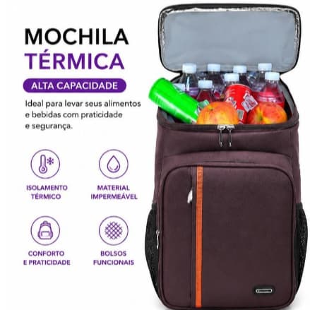 Mochila Térmica Premium M-031 | Grande Capacidade | Ideal para Alimentos, Bebidas, Trabalho e Viagens