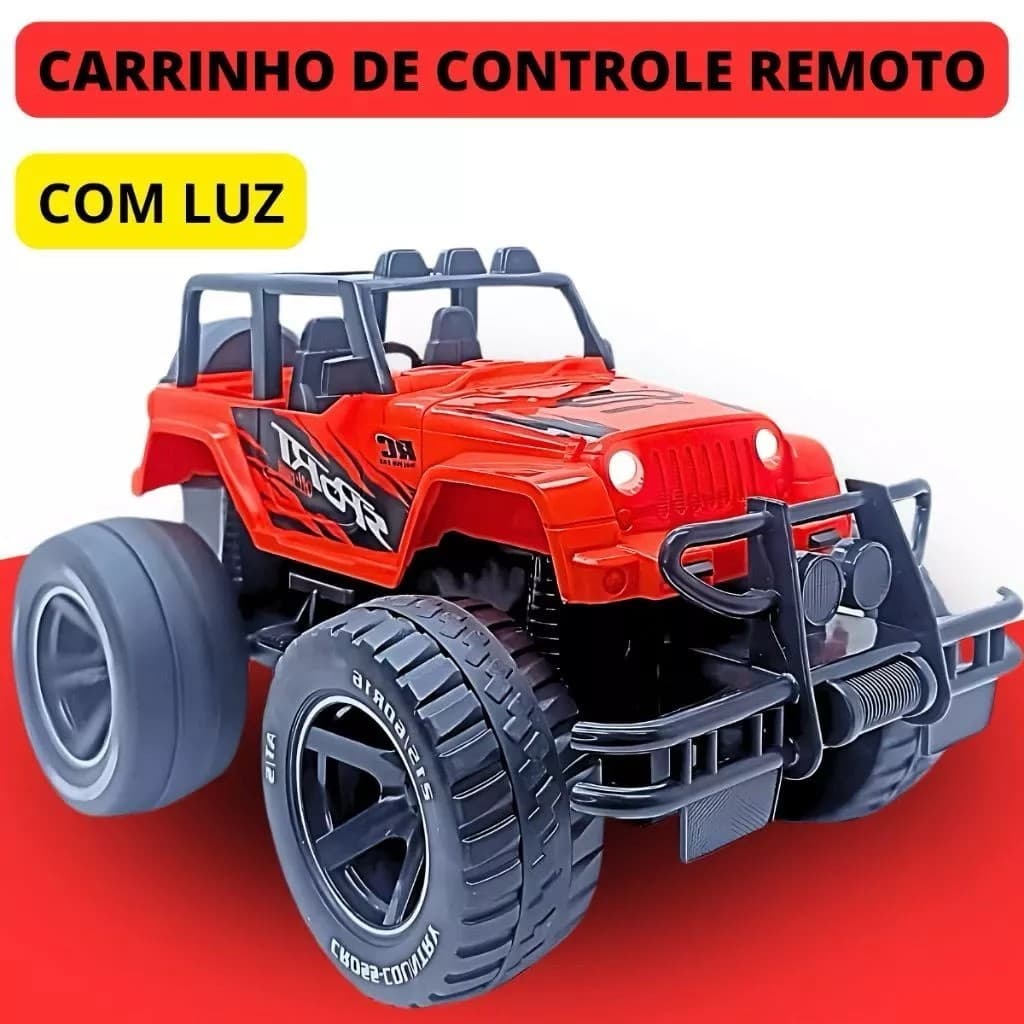 Jeep 4x4 Brinquedo Carrinho Controle Remoto Infantil Luz e Movimento Escala 1:16