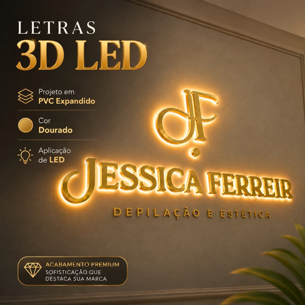 LETRA CAIXA EM 3D, LETRA EM PVC 20MM COM LED, LETRA PARA FACHADA, PROJETO PERSONALIZADO.