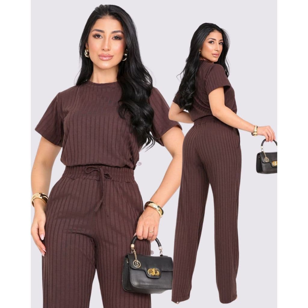 Kit Blusa E Calça Feminina Lisa Tecido Canelado Para Festas Eventos E Presente M e G