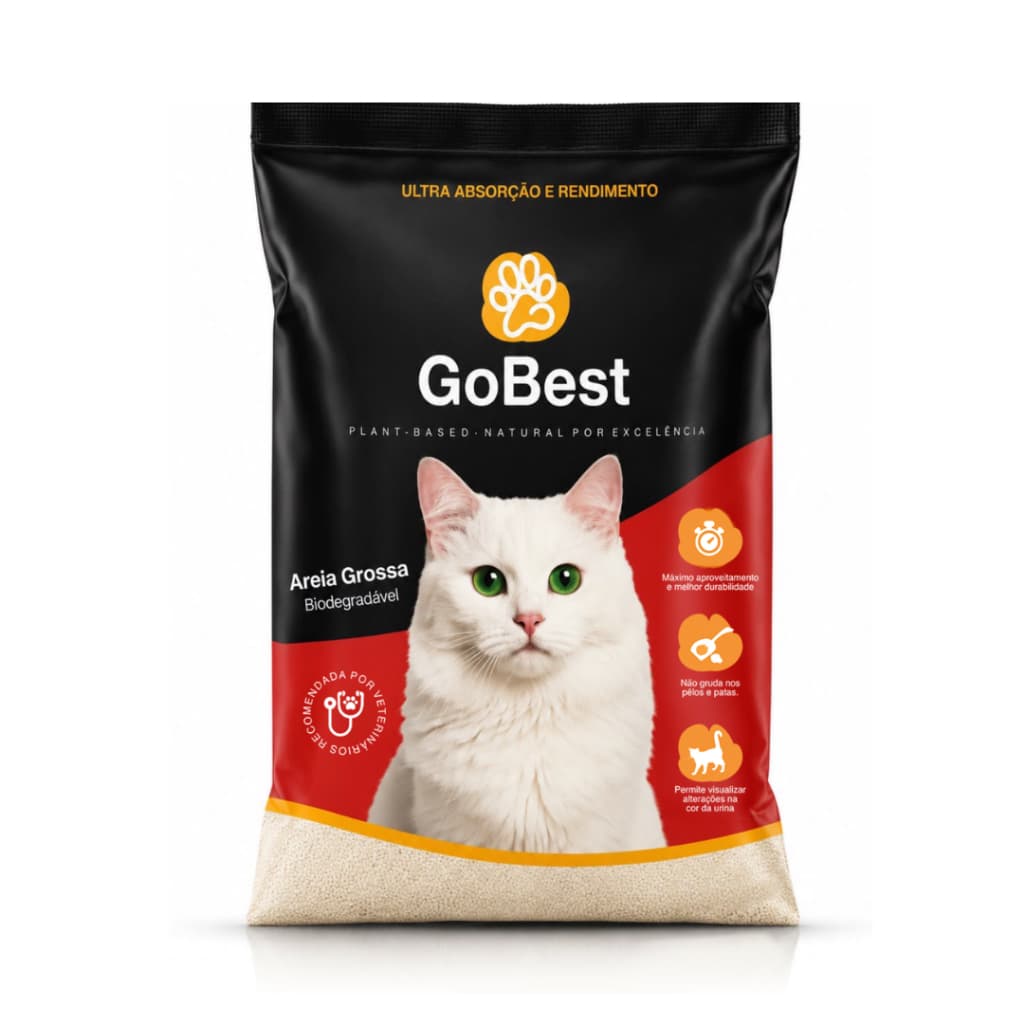 Areia Higiênica GoBest Bio Grossa para Gatos 2kg