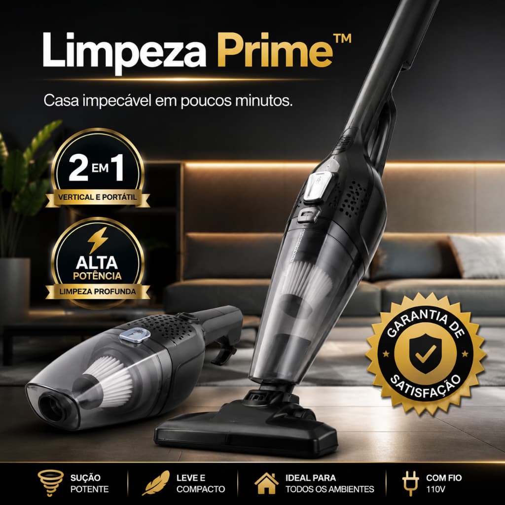 Aspirador Vertical Portátil 2 em 1 Com Fio 110V Potente Para Casa Sofá e Carro.