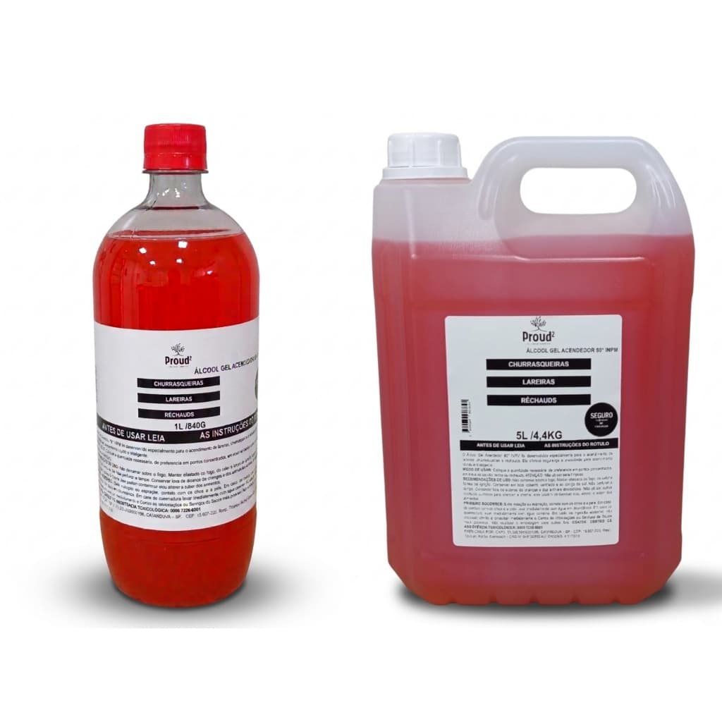 Gel Proud 1 Litro e 5 Litros Eficiente Para Churrasqueiras Lareiras Rechauds Forno e Fogão a Lenha