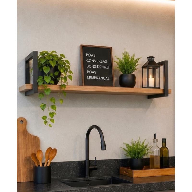 kit  Prateleira nicho suspensa  decorativa estilo industrial banheiro lavabo sala cozinha dormitório área gourmet