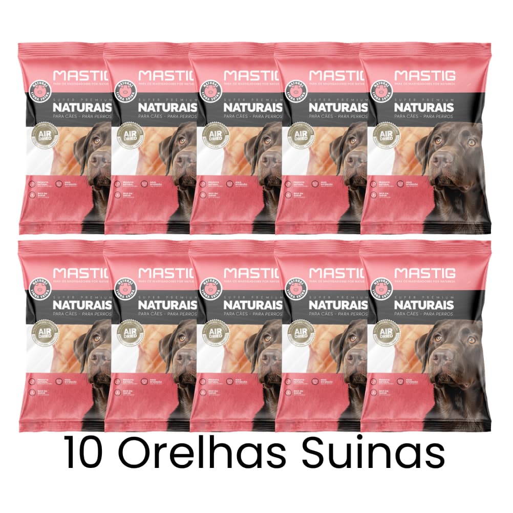 Orelha Suína Petisco para Cães Mastig Kit 1/5/10