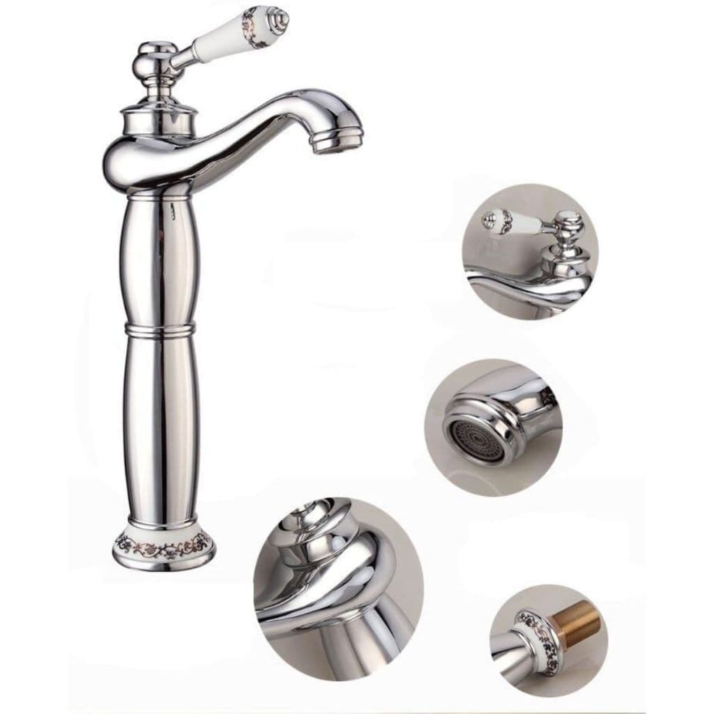 Torneira Banheiro Cromada Luxo Porcelana Monocomando Alta