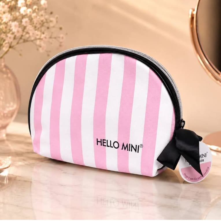 Necessaire Feminina luxo |Hello Mini | Rosa Listrada|  Porta Maquiagem Porta Cosméticos