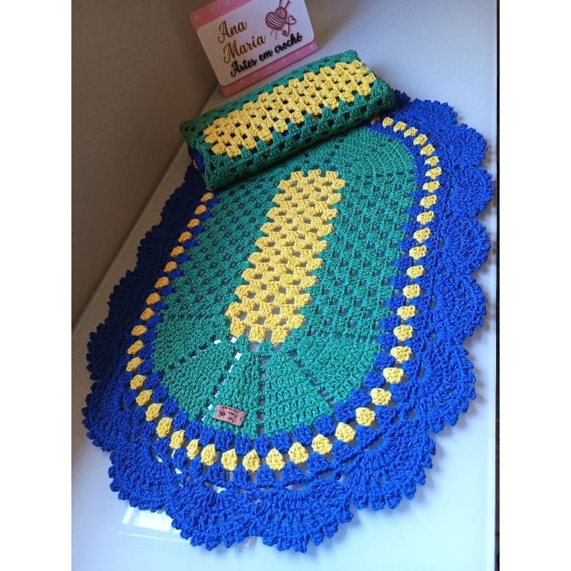 Kit Tapetes em Crochê – Azul, Verde e Amarelo