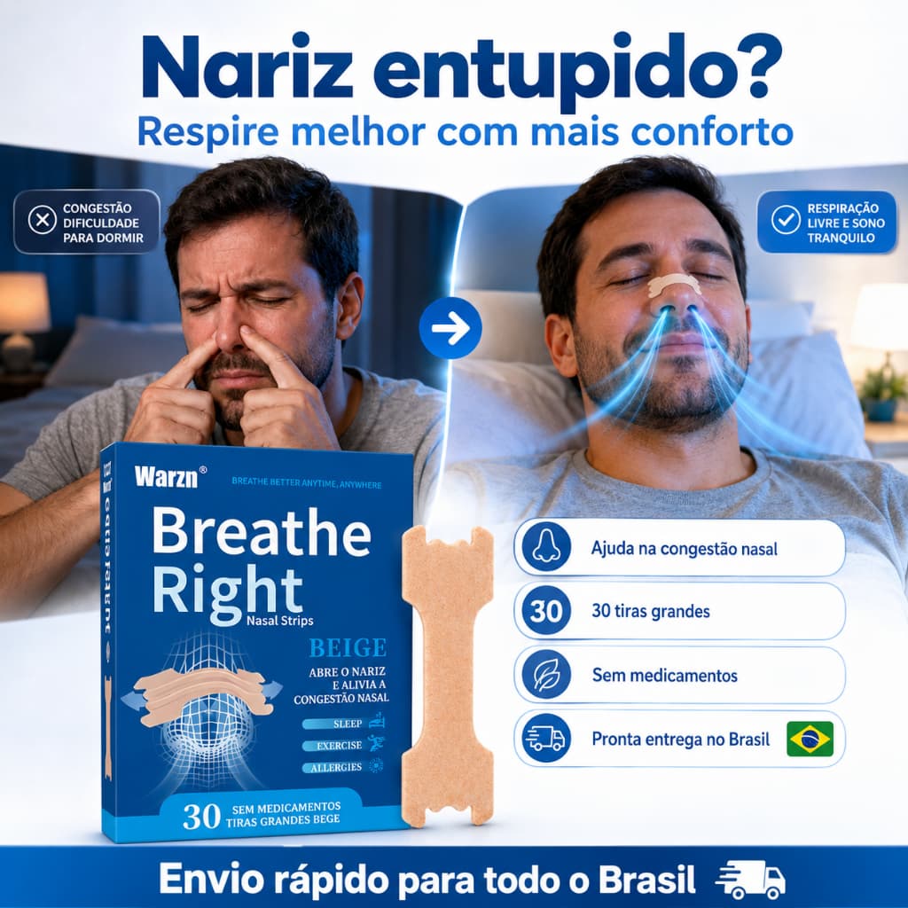 Tira Nasal Dilatador Nasal Anti Ronco Respire Melhor Nariz Entupido Congestão Sono 30 Tiras