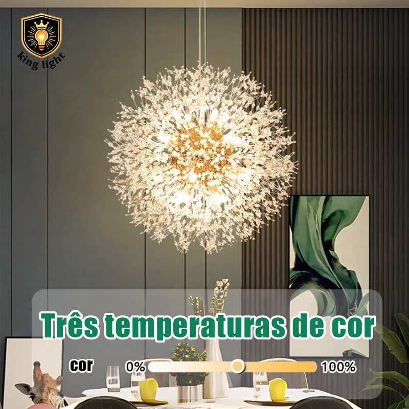 Pendente Cristal Vila De Estar Dourado Lustre de luxo Lustre  Dente De Leão Sala Vila sala de estar Lustre Cristal Dente