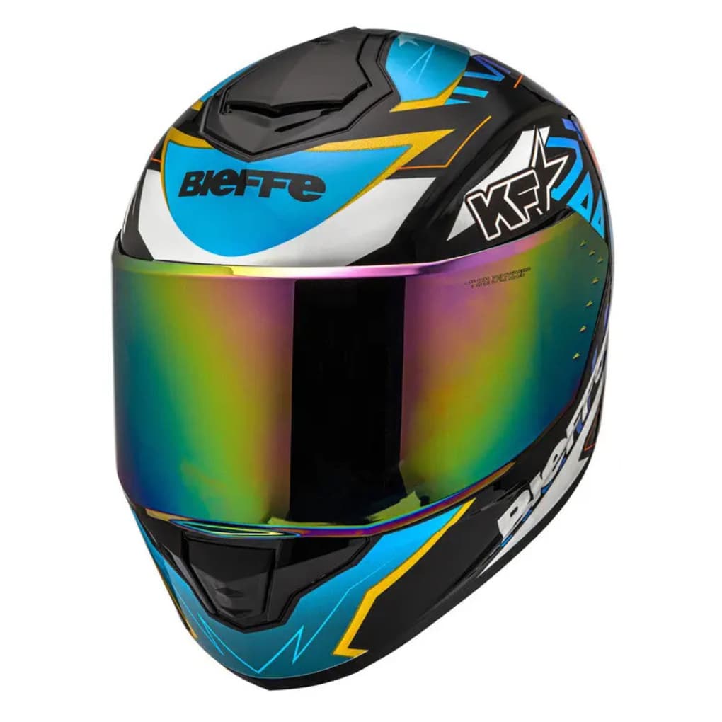 Capacete Fechado Moto Bieffe B12 Target Preto Color - Viseira Cristal e Colorida