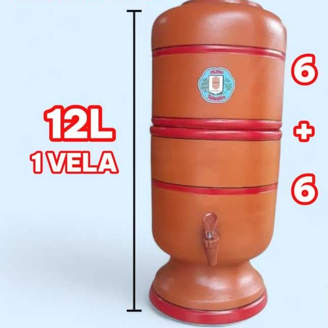 Filtro de Água de Barro 12 litros com + Vela de carvão ativado+Boia .