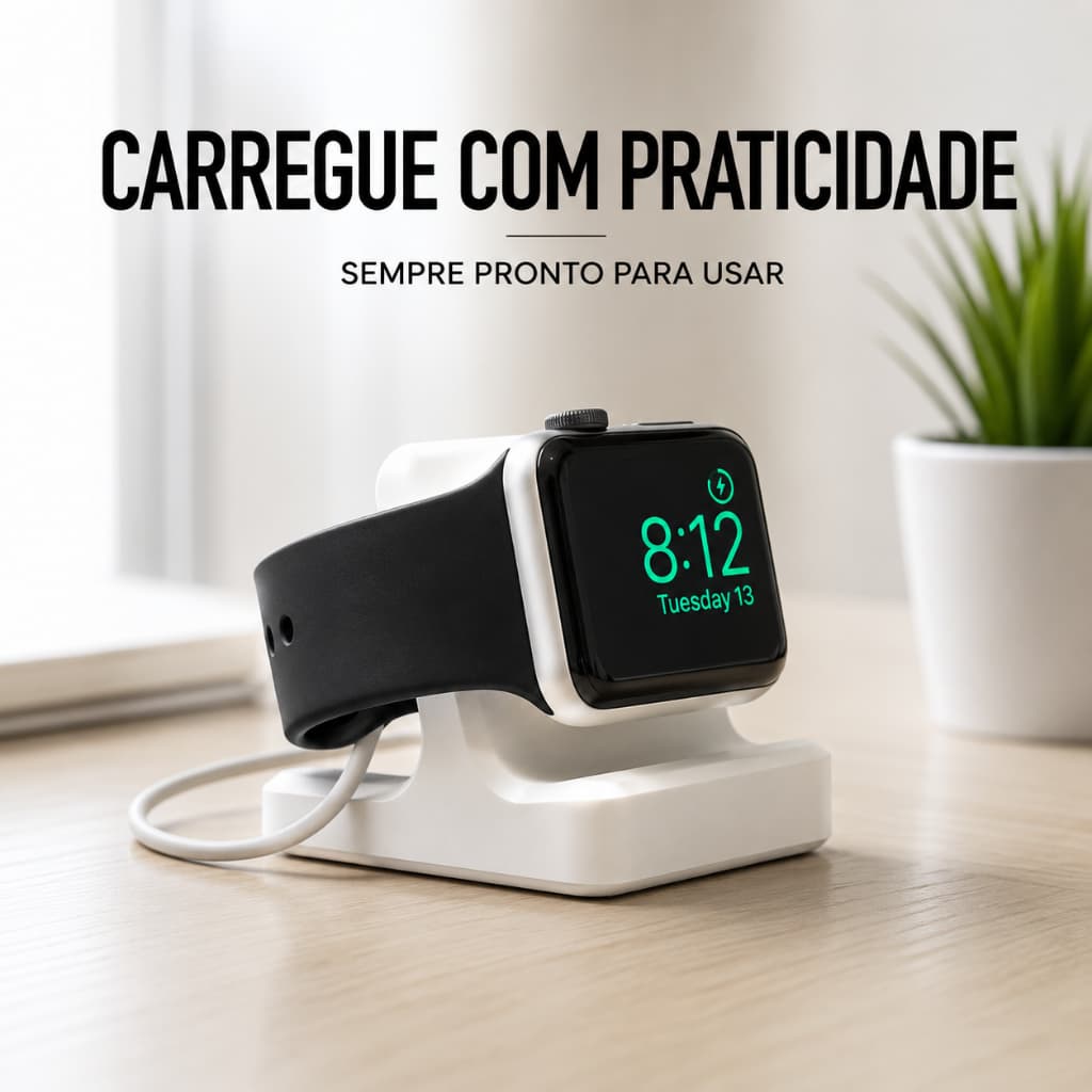 Suporte de Carregamento Branco para Apple Watch Base Dock de Carregamento para Apple Watch