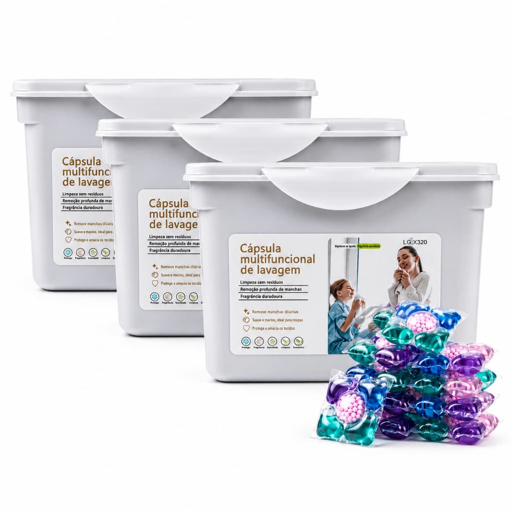 Kit 3 Caixas Cápsulas de Sabão Multifuncionais de Lavagem 5 em 1 Forte Remoção de Manchas