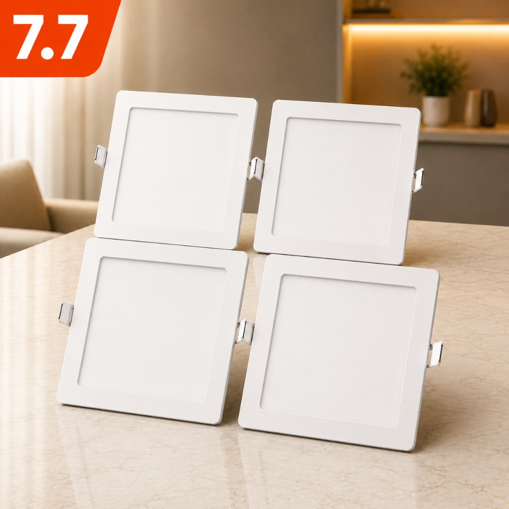 Kit 2-4 Painel Plafon Led 12w Embutir Quadrado Luminária Teto Branco Frio Bivolt Alumínio Slim