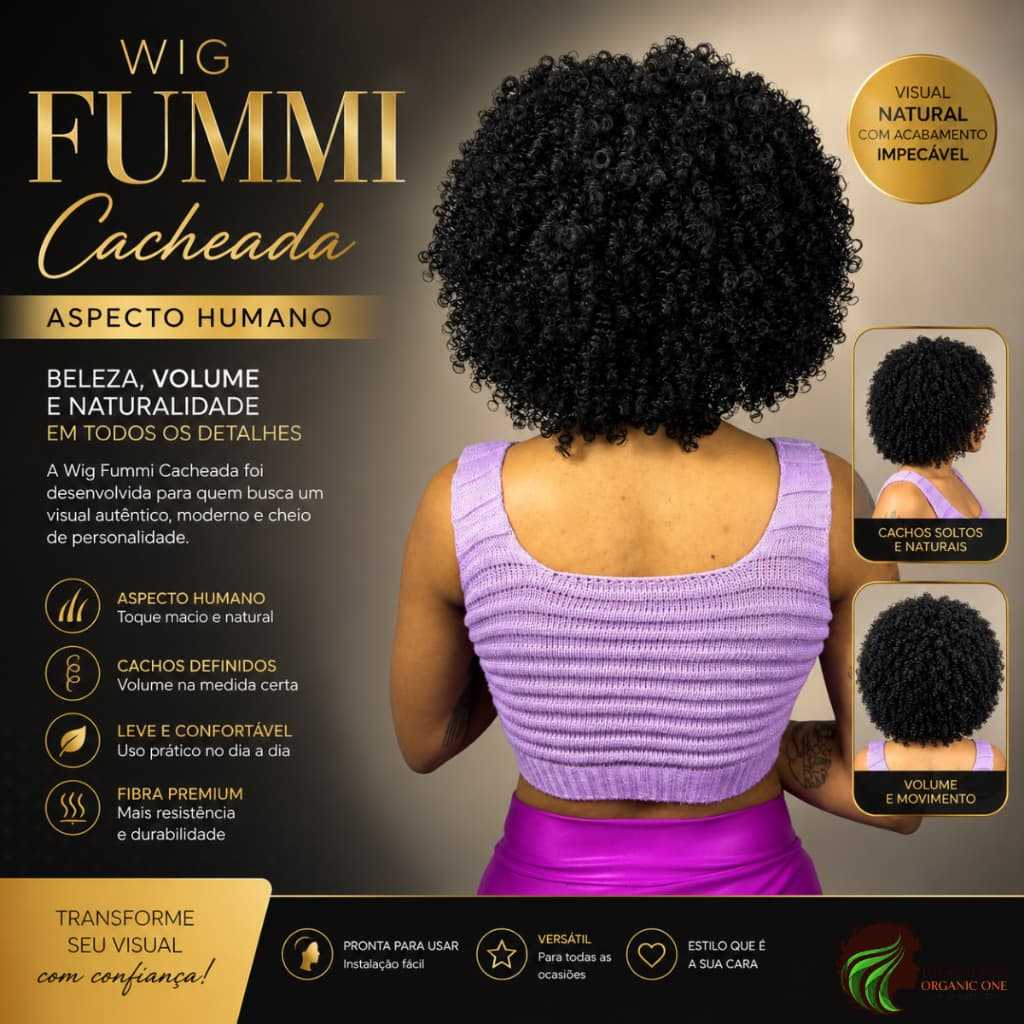 Wig Fummi 35cm Organica Aspecto Humano Com Touca Premium