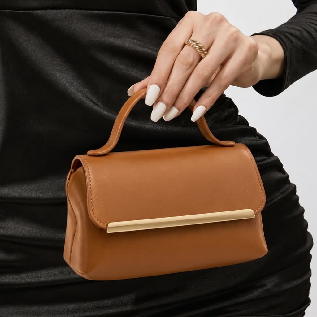 Bolsa Feminina Dourada Pequena Elegante Com Alça De Corrente Transversal e de Mão
