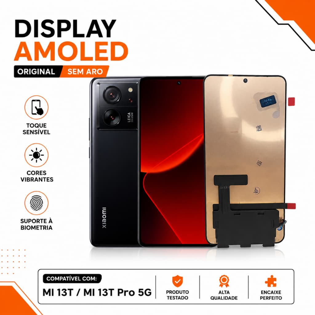 Frontal  Mi 13T/ Mi 13T Pro 5G Display Amoled Original Tela Sem Aro Com Digital Oled Módulo 144Hz