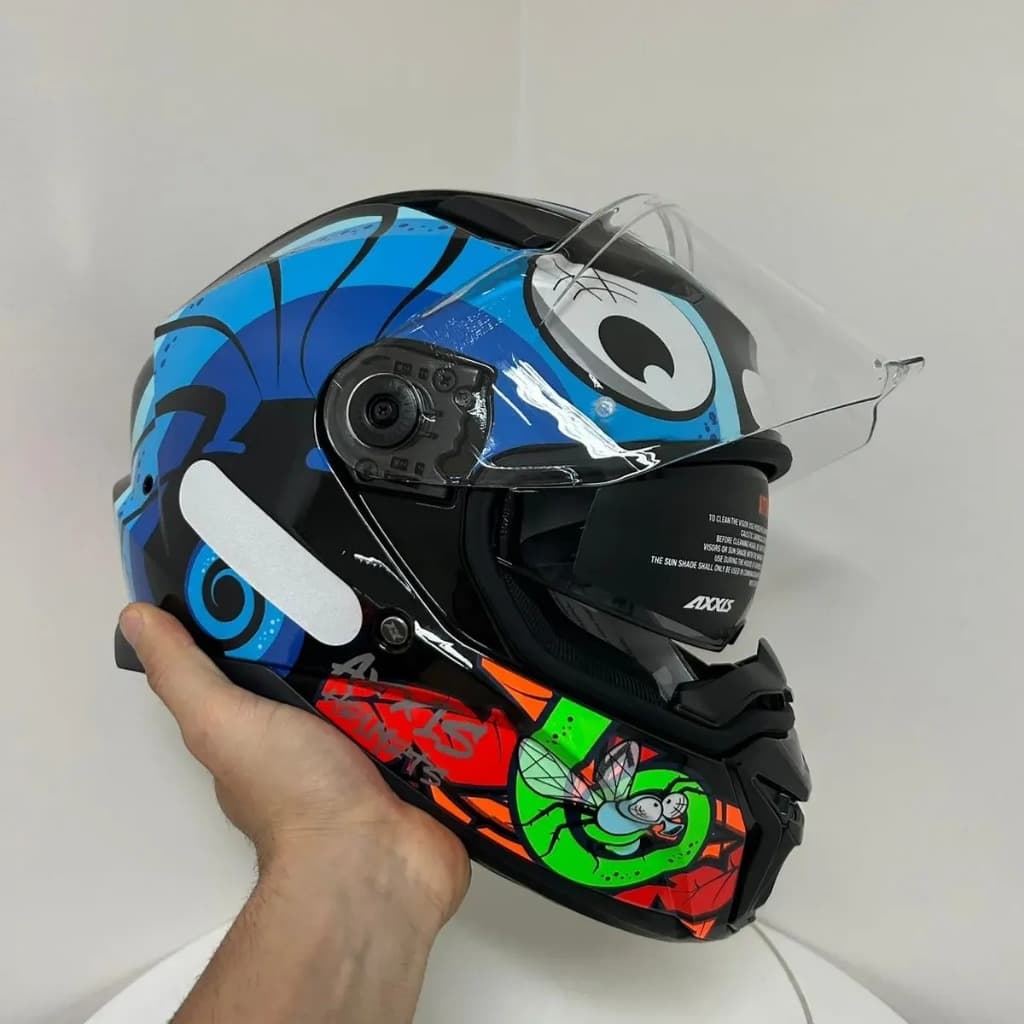 Capacete integral Axxis Panther Sv Chameleon B7 Azul preto e verde Integral Fechado com oculos interno fume