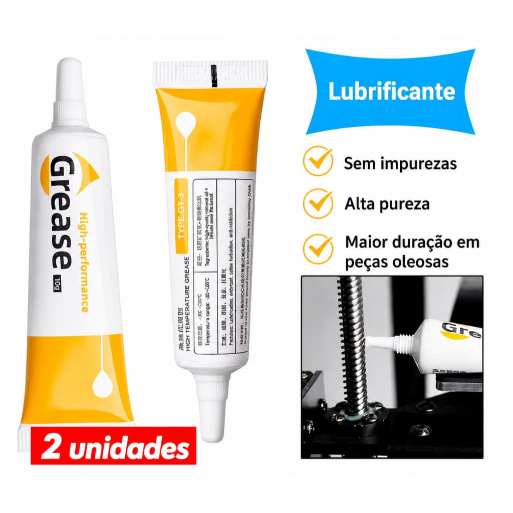 Graxa Lubrificante Anticorrosiva de Alta Performance Universal para Impressoras 3D - 2 Unidades