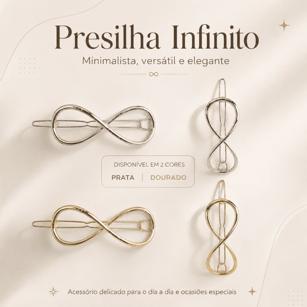 Presilha de Cabelo Infinito Prata/Dourada