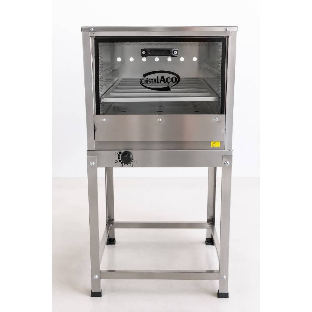 Forno Industrial 80 Litros Aço Inox Cristal Aço Com Tampa De Vidro