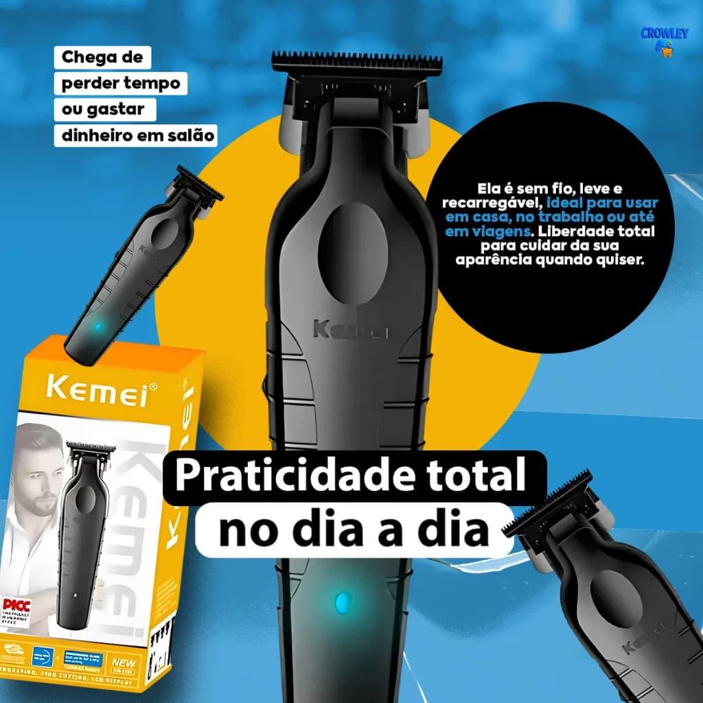Máquina De Acabamento Kemei KM-2299 Cortar Cabelo Profissional Original Barbeador Elétrico - Bivolt