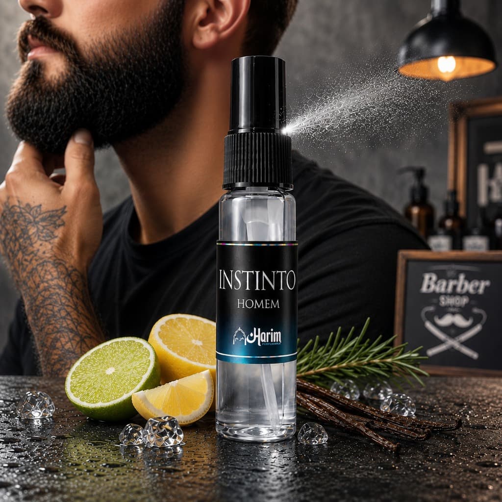 Perfume para Barba e Cabelo Masculino Instinto Harim 15ml Alta Fixação Perfumação e Hidratação