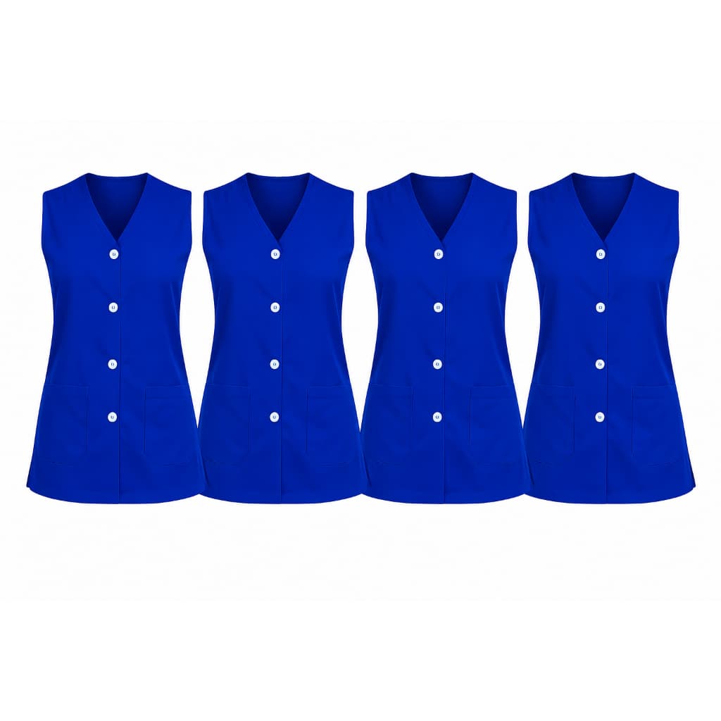 KIT 4 JALECOS CAVADOS FEMININOS OXFORD COM BOLSOS UNIFORME LIMPEZA COZINHA RECEPÇÃO