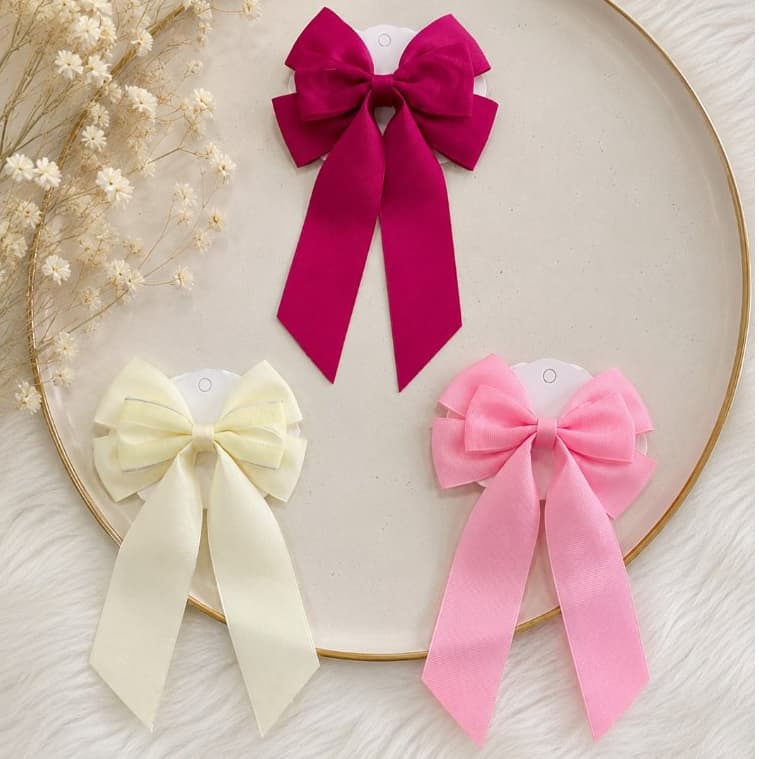 Kit 3 Laços Boutique Luxo Infantil Gorgurão Presilha Jacaré Bico de Pato Menina Cabelo