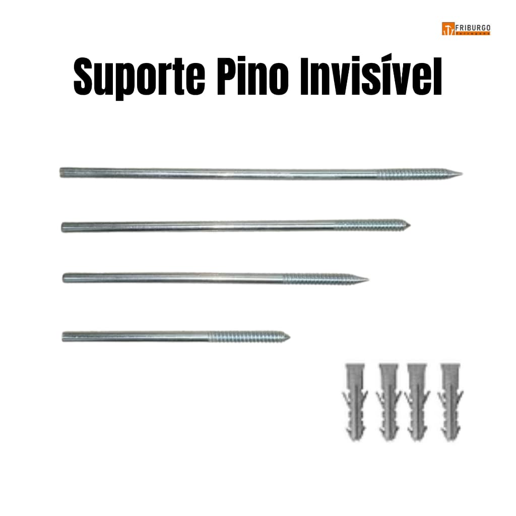 Suporte Pino Invisível Para  Prateleiras - c/ Buchas para Montagem