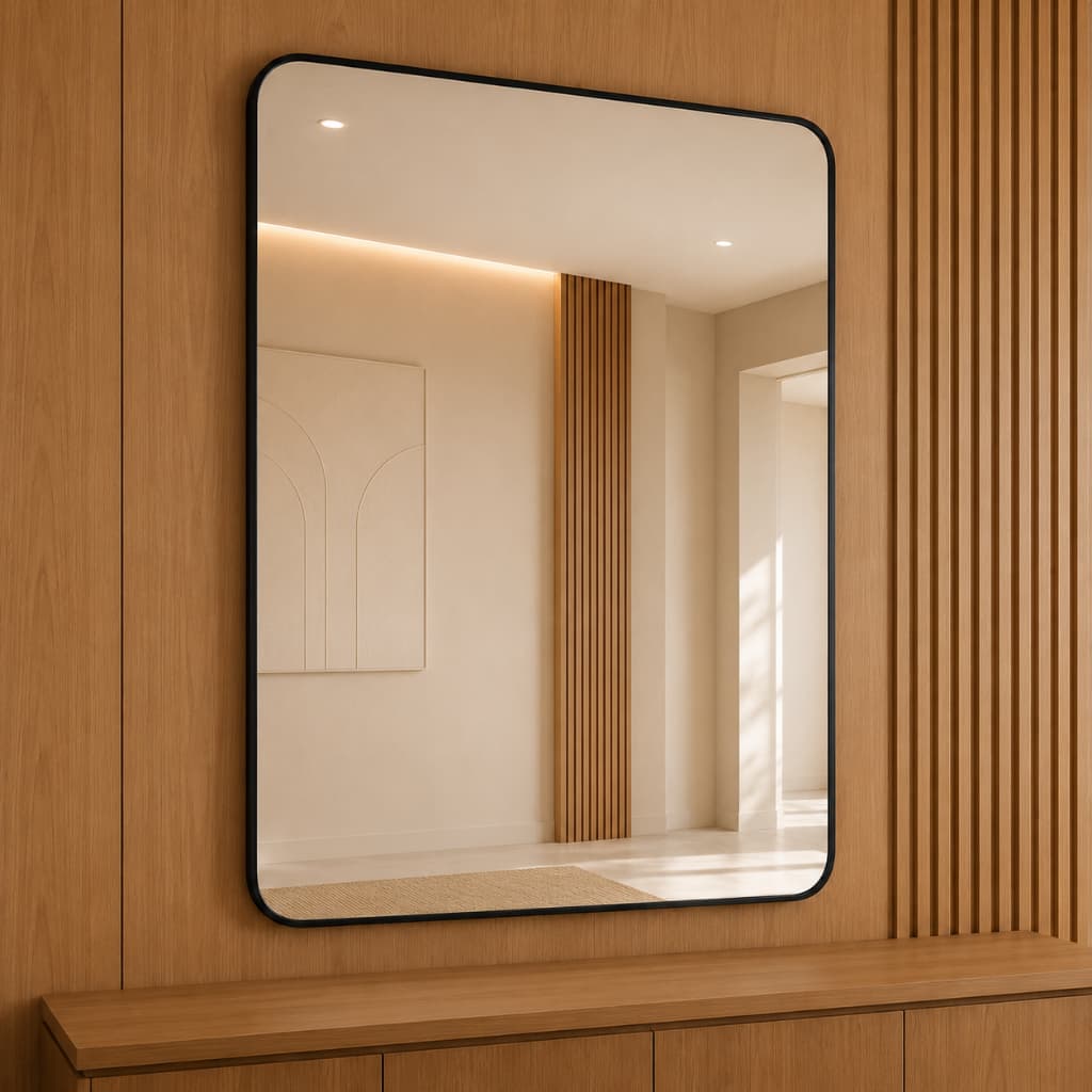 Espelho Retangular Pinterest Bordas Arredondadas Moldura 70x50 Banheiro Lavabo Hall Quarto Decoração