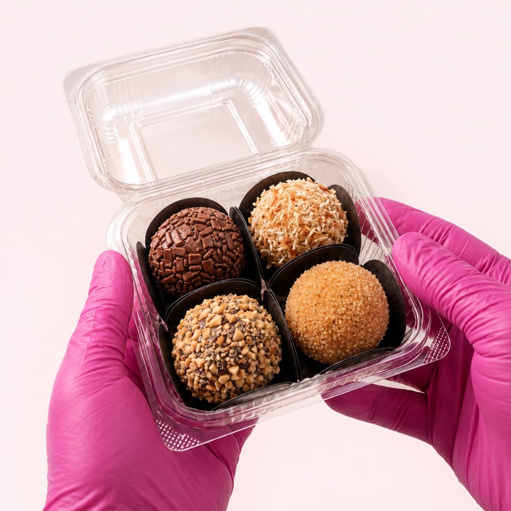 POTE QUADRADO COM TAMPA PARA BOLO, DOCES E BRIGADEIRO | 25 A 100 UNIDADES