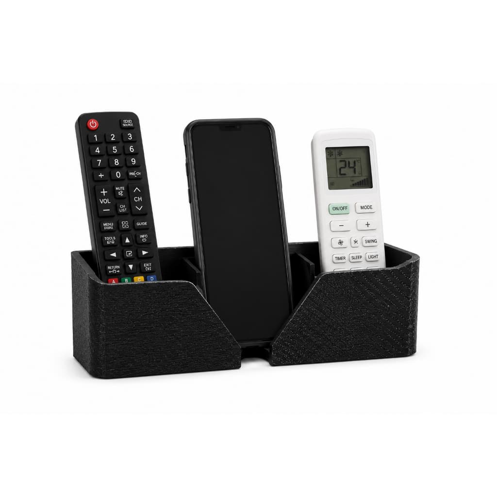 Suporte De Parede Porta 3 Controles Remoto Celular Ar E Tv - Preto
