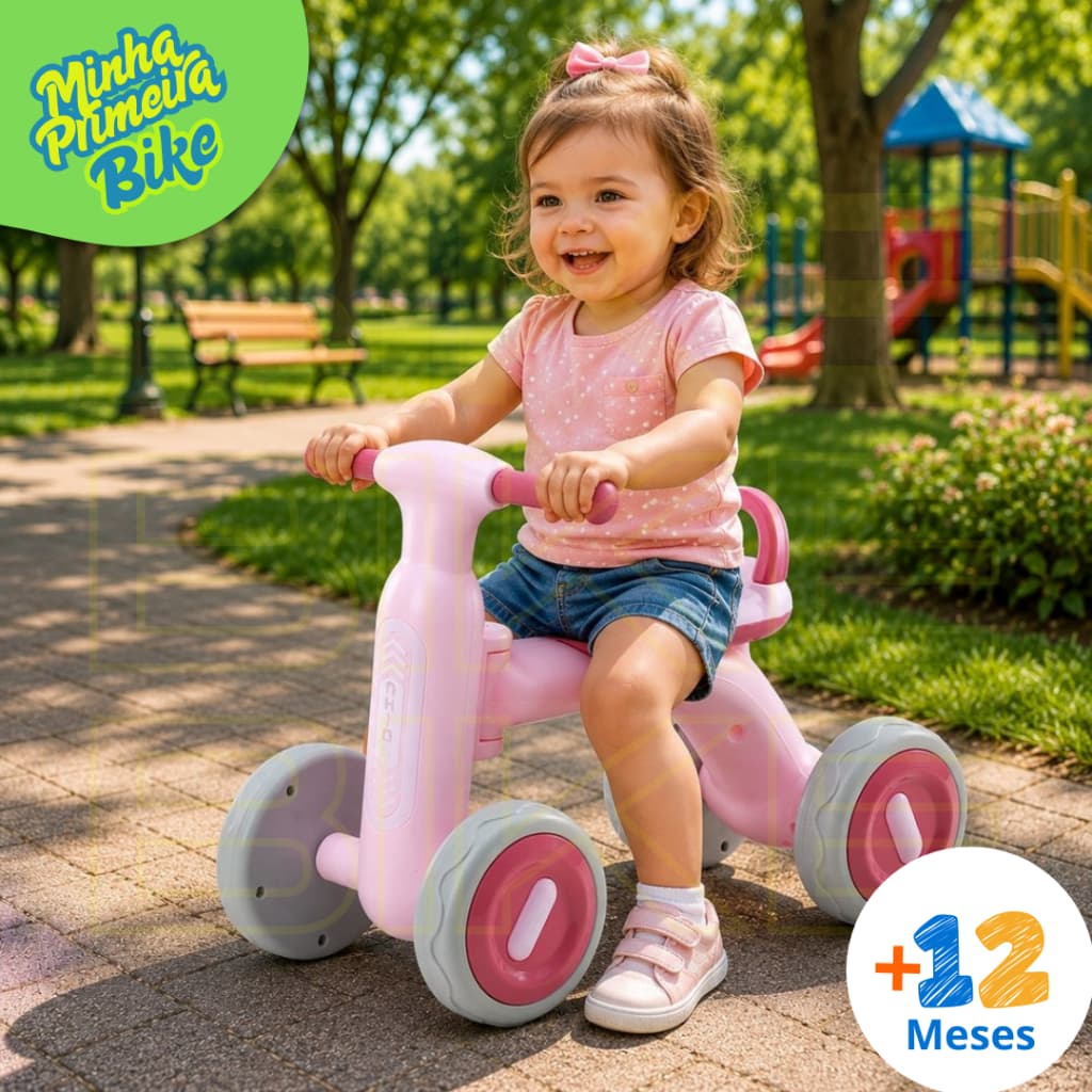 Bicicleta de equilíbrio Infantil Quatro Rodas Com Luz Aposte Diversao Segura Bebê